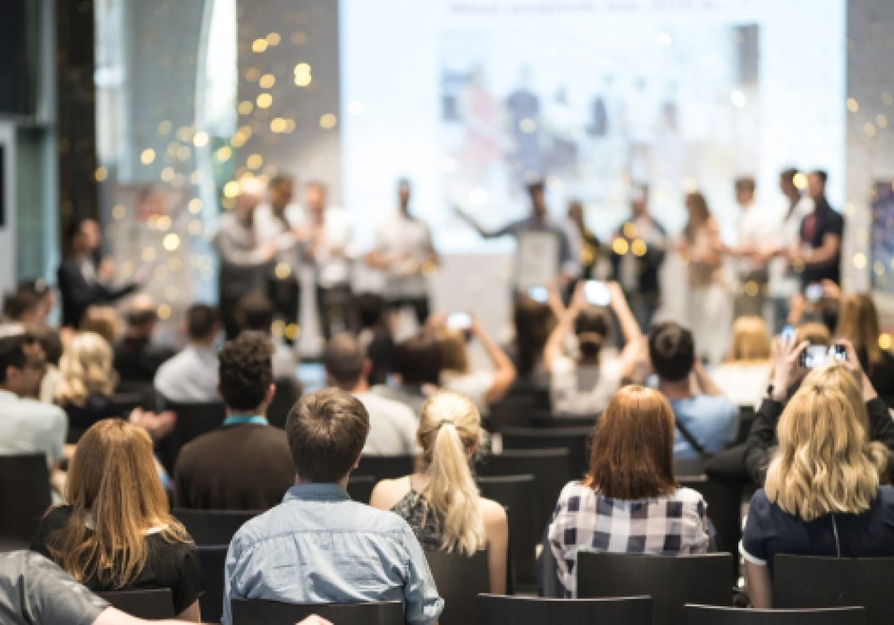 Young,Business,Team,Receiving,Award,Prize,At,Best,Business,Project